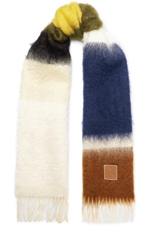 Loewe | Fringed striped mohair and wool-blend scarf | NET-A-PORTER.COM