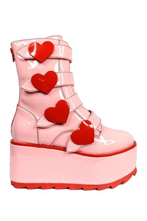 KARMA VALENTINE Pink x Red Platform Boots - YRU
