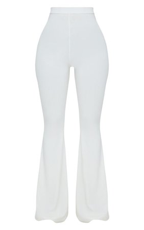 Shape White Slinky Flared Pants | Curve | PrettyLittleThing USA