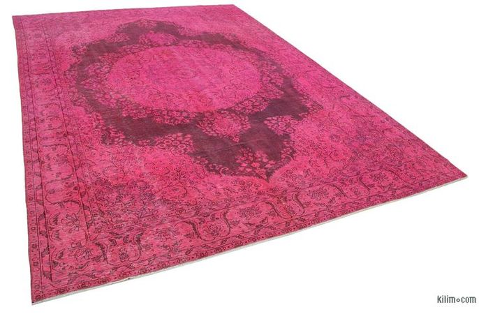 Pink Overdyed Vintage Hand-Knotted Oriental Rug