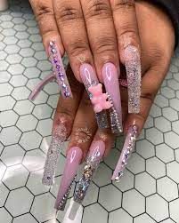 cute baddie nails with charms - Google Search