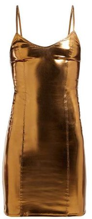 Tank Pvc Mini Dress - Womens - Bronze