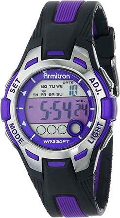 Amazon.com: Armitron Sport Women's 45/7030PUR Purple Accented Black Resin Strap Digital Chronograph Watch : Clothing, Shoes & Jewelry