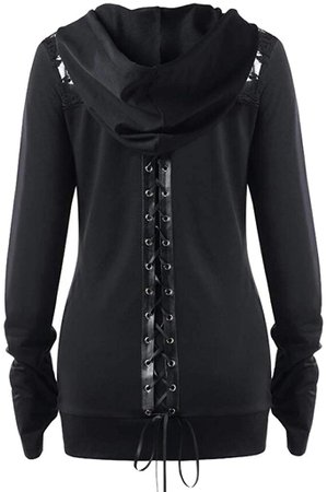 Amazon.com: Women Long Sleeve Lace Up Casual Blouse Bandage Hoodie Sweatshirt Tops : Clothing, Shoes & Jewelry
