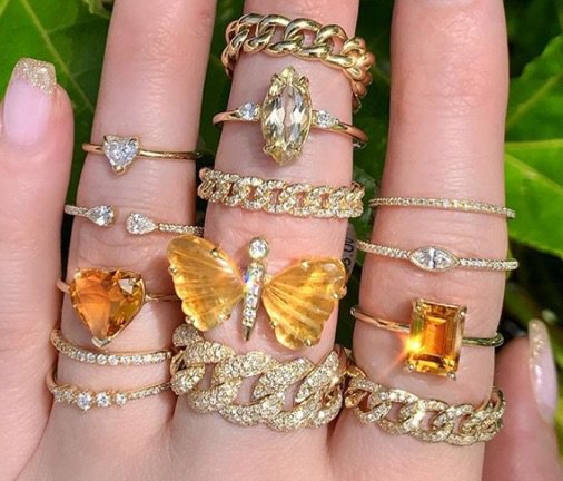 Gold / Orange Stone Ring Set