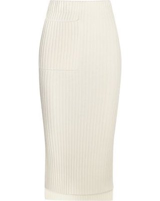 Spectacular Cyber Monday Deal on Joseph Woman Distressed Ribbed-knit Midi Skirt White Size L