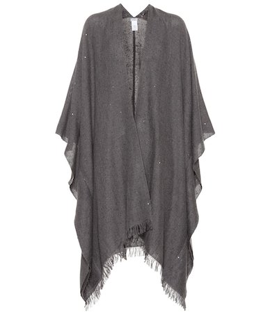 Embellished cashmere and silk cape