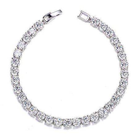 UMODE 18K White Gold Plated Jewelry 0.5 Carat Round Cut Clear Cubic Zirconia CZ Tennis Bracelet