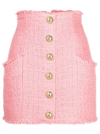 Balmain high-waisted tweed skirt pink VF14086C270 - Farfetch