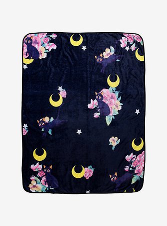 Sailor Moon Luna Floral Throw Blanket