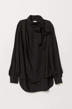 Blouse with Ties - Black