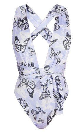 Lilac Butterfly Multiway Swimsuit | Swimwear | PrettyLittleThing
