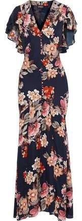 Fluted Floral-print Silk-chiffon Maxi Dress