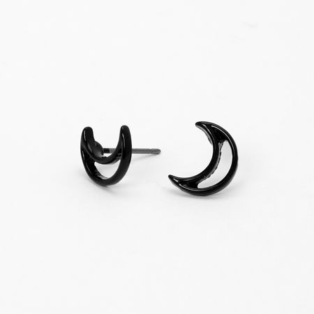 Black Open Moon Stud Earrings | Claire's US