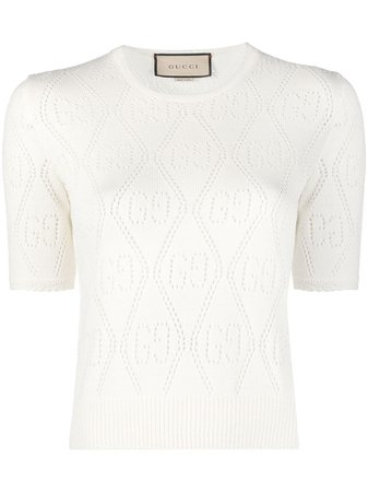 Gucci GG pointelle-knit knitted top