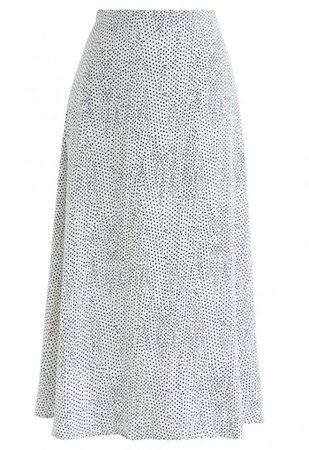 A-Line Polka Dots Chiffon Skirt in White - NEW ARRIVALS - Retro, Indie and Unique Fashion