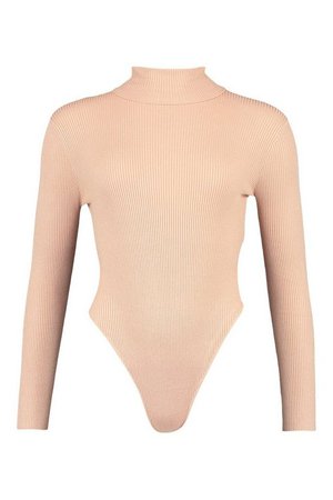 Soft Rib Knit Long Sleeve Bodysuit | boohoo