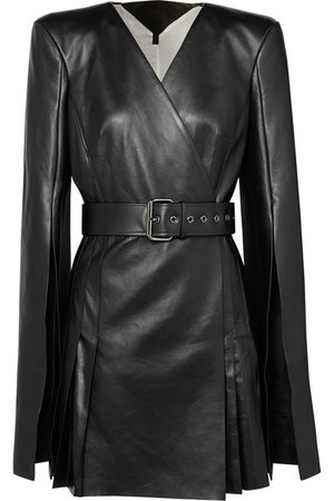 Gareth Pugh | Belted leather wrap-effect mini dress | NET-A-PORTER.COM