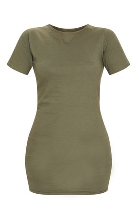 Khaki Short Sleeve Bodycon Dress | PrettyLittleThing USA