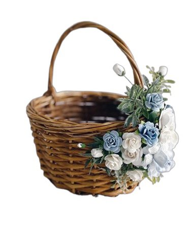 Flower girl basket, wicker basket, twig basket, rustic basket, small basket, basket with flowers, blue baskets, white baskets