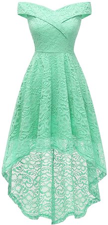 Homrain Women's Vintage Floral Lace Off Shoulder Hi-Lo Wedding Cocktail Formal Swing Dress: Clothing