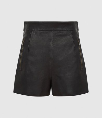 Ella Black Leather Shorts – REISS