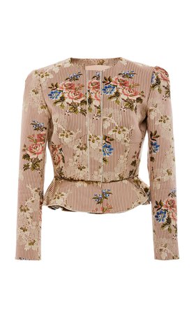 Janet Printed Cotton And Silk-Blend Peplum Jacket by Brock Collection | Moda Operandi