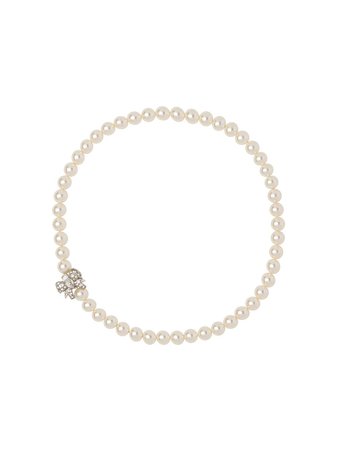 Miu Miu Crystal Bow Pearl Necklace - Farfetch