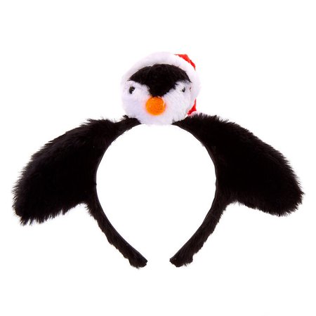 Plush Penguin Headband - Black