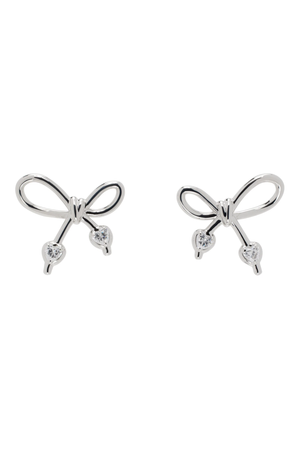 SHUSHU/TONG SSENSE Exclusive Silver YVMIN Edition Knotted Bow Metal Earrings