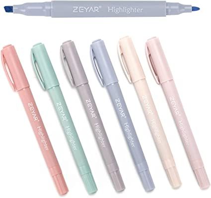 Amazon.com : ZEYAR Cute Highlighters With Duals Tips, Cream Colors, Chisel Tip and Bullet tip, Aesthetic Highlighter Marker, No Bleed Dry Fast Easy to Hold (Youth) : Office Products