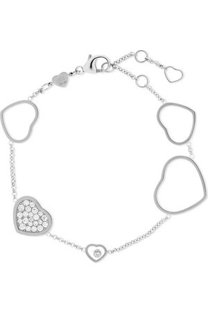 Chopard | Happy Hearts 18-karat white gold diamond bracelet | NET-A-PORTER.COM