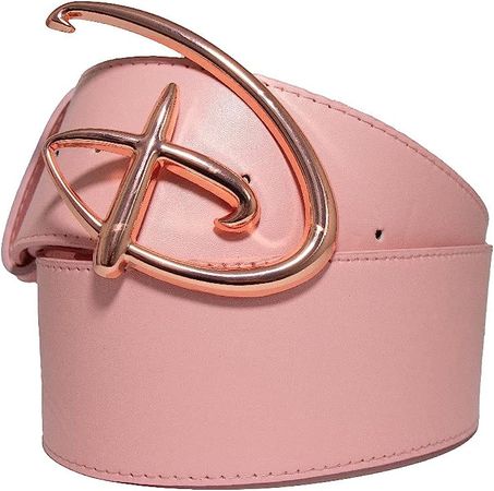 Buckle-Down Women's Disney, Signature D Logo Rose Gold Cast Pink, Vegan Leather Belt at Amazon Women’s Clothing store