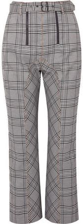 Cropped Checked Tweed Straight-leg Pants - Gray