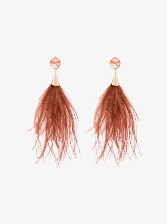 Rosantica brown and gold feather crystal earrings | Browns