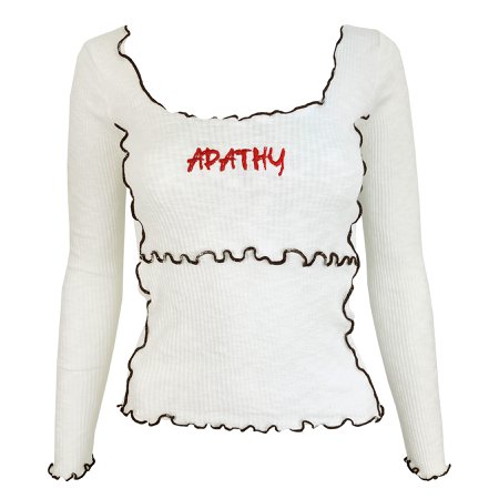 by myob APATHY EMBROIDERY PIPING TOPS -WHITE-
