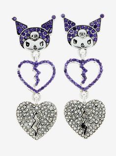 Kuromi Bejeweled Heart Earrings