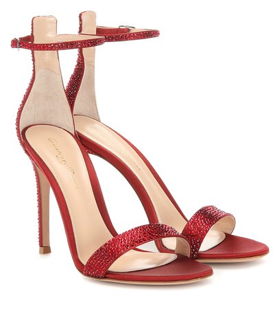 Glam Embellished Satin Sandals - Gianvito Rossi | Mytheresa