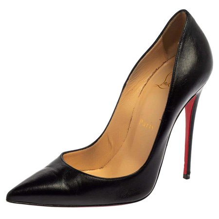 *clipped by @luci-her* Christian Louboutin Black Leather So Kate Pumps Size 37 For Sale at 1stDibs