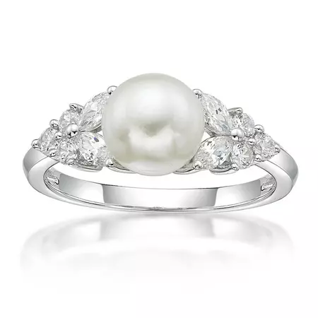 Brilliance Fine Jewelry 925 Sterling Silver Fancy Freshwater Pearl with white Cubic Zirconia accent Ring - Walmart.com