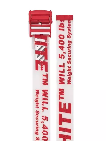 Off-White red industrial logo rubber belt