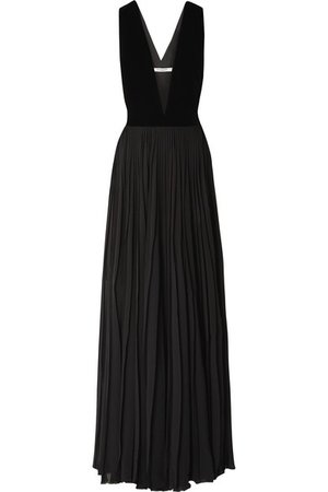Givenchy | Velvet and pleated silk-georgette gown | NET-A-PORTER.COM