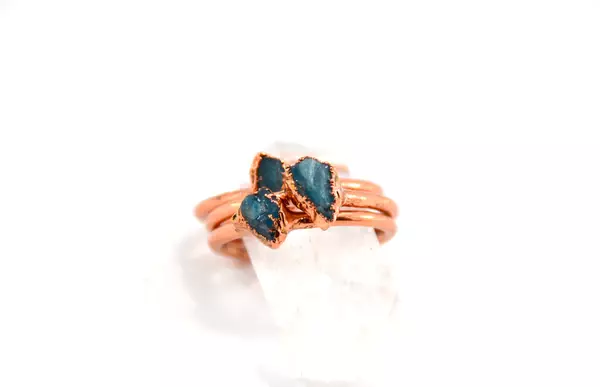 Dainty Raw Gemstone Blue Apatite Ring