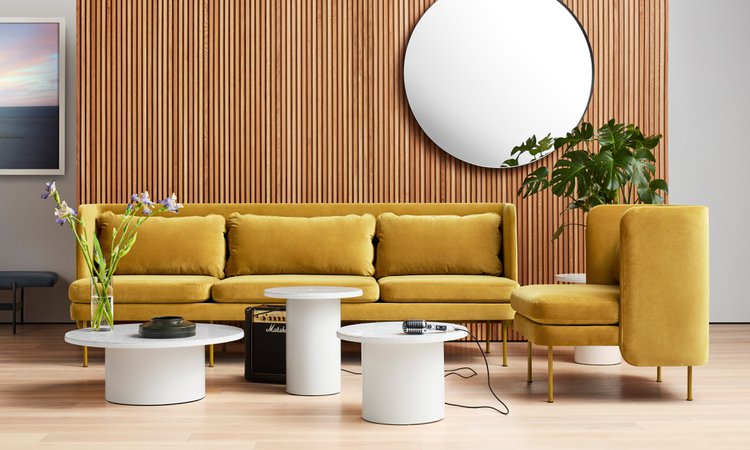 Bloke Armless Velvet Sofa with Chaise | Blu Dot