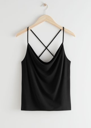 Criss Cross Spaghetti Strap Top - Black - Tanktops & Camisoles - & Other Stories