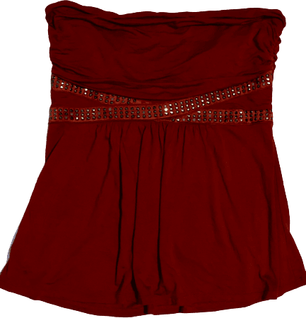 strapless top maroon burgundy wine red Express