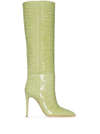 Shop green Paris Texas 105 crocodile-effect knee-high boots with Express Delivery - Farfetch