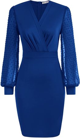 Amazon.com: GRACE KARIN Women's Pencil Work Dresses Long Sleeve V Neck Bodycon Business Dress Elegant Cocktail Party : Clothing, Shoes & Jewelry