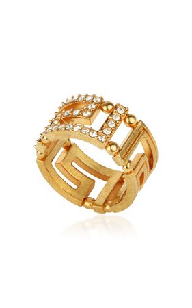 Crystal-Embellished Gold-Tone Ring by Versace | Moda Operandi