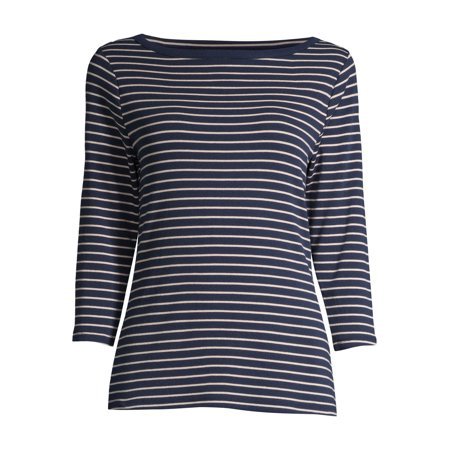 Time and Tru - Time and Tru Women's 3/4 Sleeve Boatneck T-Shirt - Walmart.com